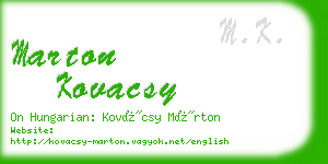 marton kovacsy business card